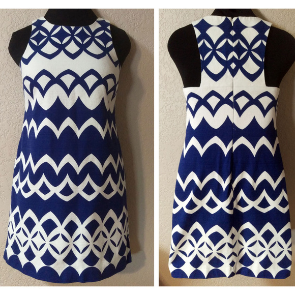 crown & ivy Dresses & Skirts - Blue and white geometric racerback dress 4
